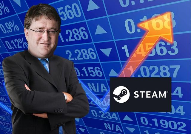 Logotipo de Steam sobre un fondo oscuro relacionado con los videojuegos de PC.