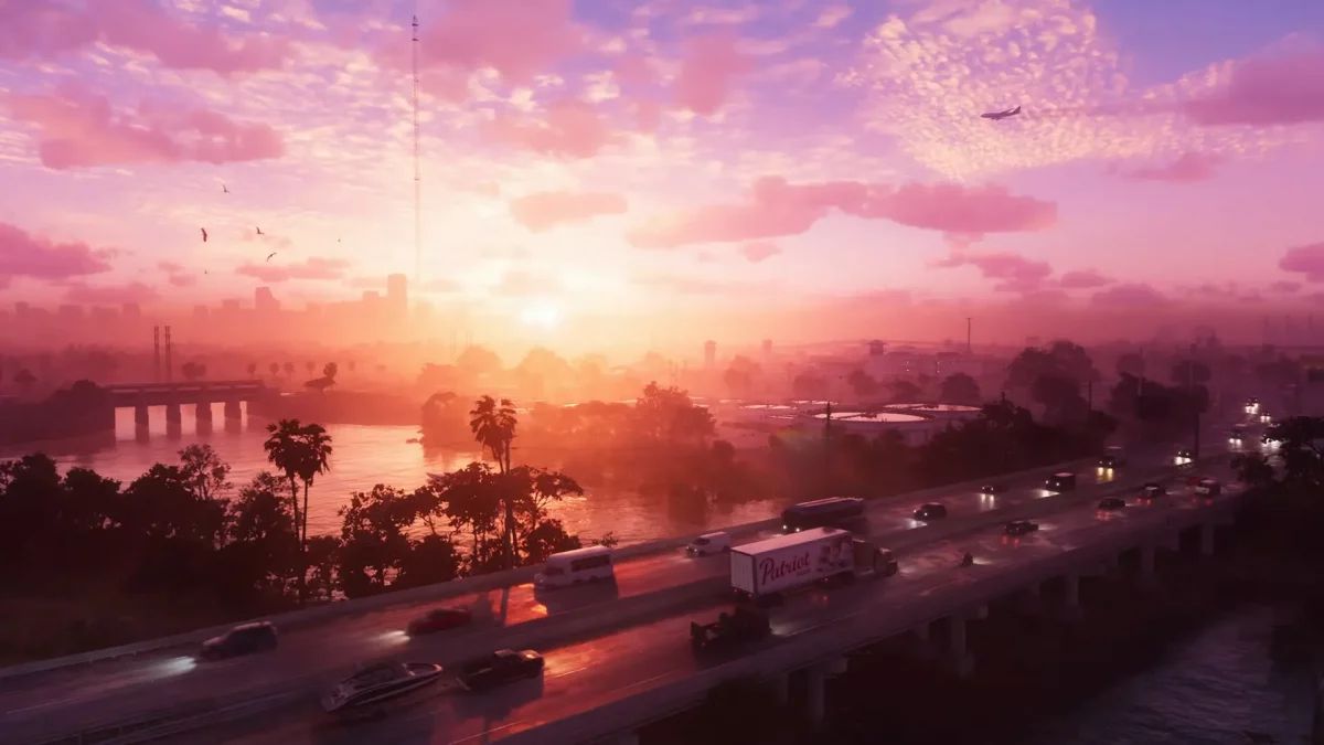 Fotograma del tráiler de GTA 6 con una escena de acción en Vice City