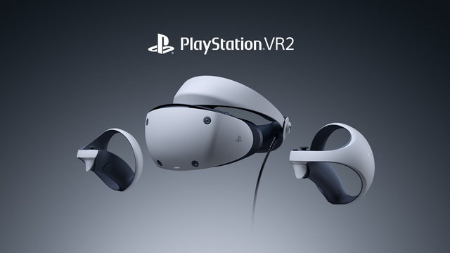 Visor de realidad virtual PlayStation VR2 de Sony junto a sus mandos Sense