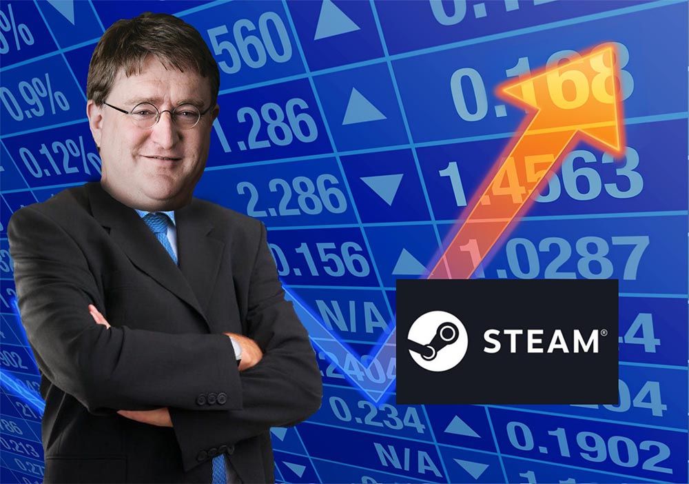 Logotipo de Steam sobre un fondo oscuro relacionado con los videojuegos de PC.